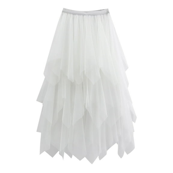 Glisme Black Skirts For Women Irregular Cake Skirt Autumn Winter Three Layer Yarn A Line Skirt Trend Party Dress White