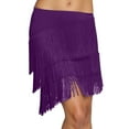 thumbnail image 1 of Glisme Black Skirts For Women Fringe Skirt Bohemian Style Asymmetrical Hem Mini Skirt With Flowy Tassel Details For Casual Party Wear Versatile Party Dress Purple, 1 of 4