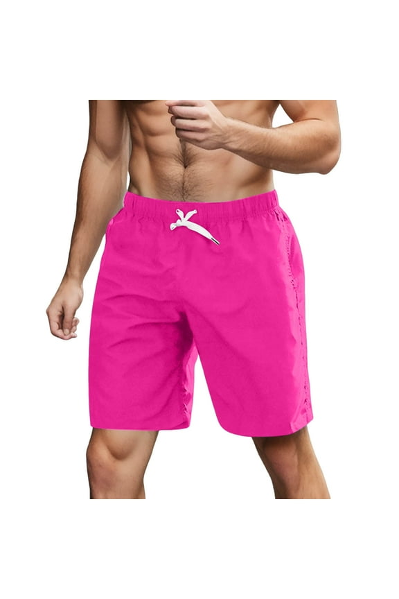 Board Shorts Men'S Running Gym Workout Shorts With Pockets Summer Lightweight Elastic Waist Beach Pants Athletic Fit Athletic Shorts Red