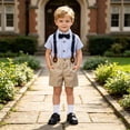 thumbnail image 1 of Glisme Boys Back To School Outfits Round Neck Short Sleeve Cartoon Prints Tops Shorts Soft Little Boys Clothes Blue, 1 of 4