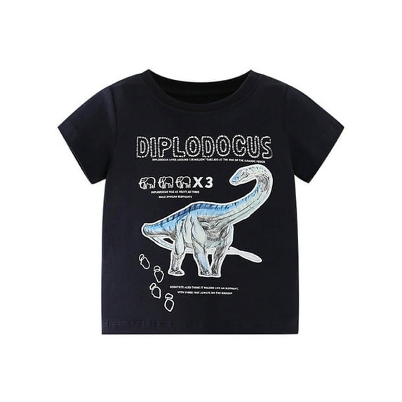 Glisme Boys Basic T-Shirt Small And Medium Size Round Neck Cartoon Short Sleeved T Shirt Child Soft Fit Top Size 3-4 Years, Black