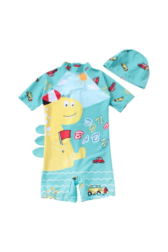 Boys Bathing Suits Baby Beach Rash Guard Swimwear One Piece Sunsuit With Sun Hat Summer Swimming Outfit For Beach Pool Surfing Size 2-3 Years Light Blue