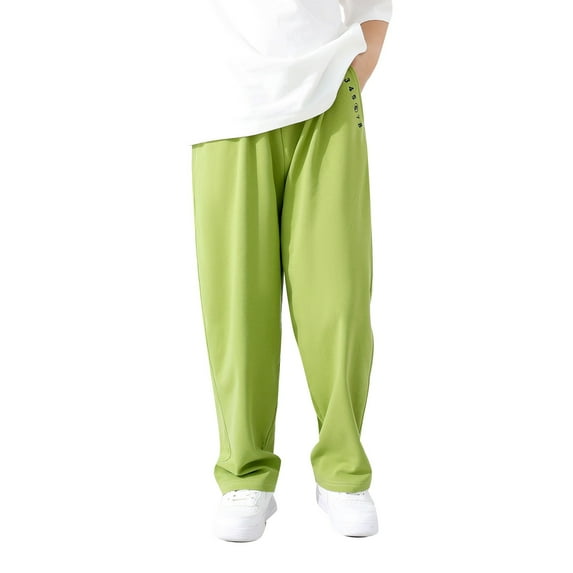 Glisme Boys Casual Pants Loose Outdoor Sports Pant For Kids Solid Color Pants Soft Green Fashion Trousers Size 4-5 Years