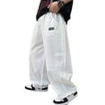thumbnail image 1 of Glisme Boys Casual Pants Straight Leg Wide Cargo Pants For Everyday Wear Comfort Loose Summer Outfits With Sneakers White Handsome Trousers Size 10-12 Years, 1 of 5