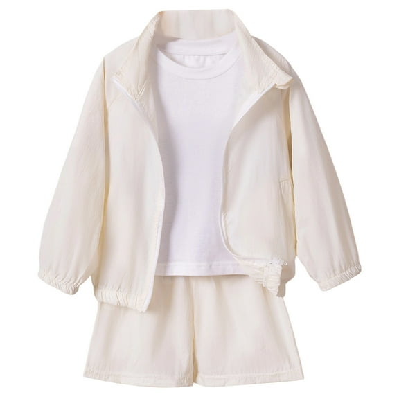 Glisme Boys Clothing Sets S Casual Long Sleeve Zip Up Hoodie With Shorts Spring Fall Toddler Kids Sportswear Comfortable Playwear Light Boys Set Size 5-6 Years White