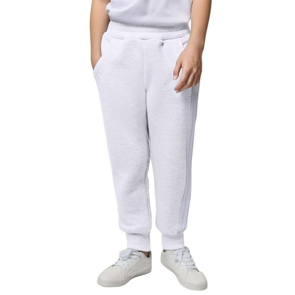 Glisme Boys Elastic Waist Active Jogger Warm Lined Sweatpants Casual Athletic Pockets Pull On Pants Workout Pants Fall Winter Pants White Fashion Trousers Size 13-14 Years