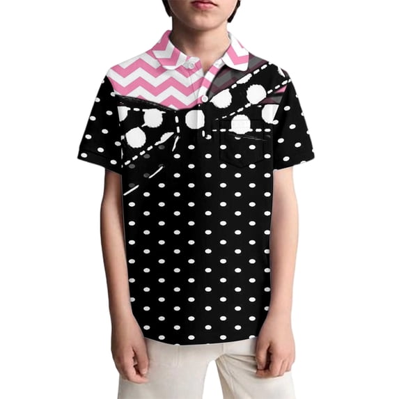 Glisme Boys Graphic Tees Boys Polka Dot Shirt Casual Short Sleeve Top For Kids Comfortable Daily Wear Black T-Shirt Size 7-8 Years
