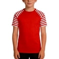 thumbnail image 1 of Glisme Boys Graphic Tees Stripe Print Short Sleeve T Shirt Colorful Festive Comfortable Blend Top For Kids Red Tee Size 6-7 Years, 1 of 4