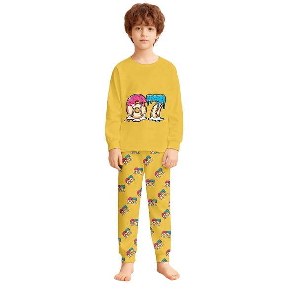 Glisme Boys Outfits Cartoon Number Print Loungewear 2 Piece Pajamas Comfortable Home Wear Sleepwear For Kids Durable Matching Set Size 6-7 Years Yellow