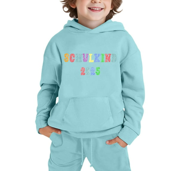 Glisme Boys Outfits Clothing Set Hooded Sweatshirt Set For Kids For Daily Wear Stylish Print Light Blue Boy Regular Fit Set Size 5-6 Years