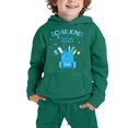 thumbnail image 1 of Glisme Boys Outfits Clothing Set Hooded Sweatshirt Set For Kids Stylish Comfy Apparel Dark Green Boy Back To School Season Set Size 12-13 Years, 1 of 4