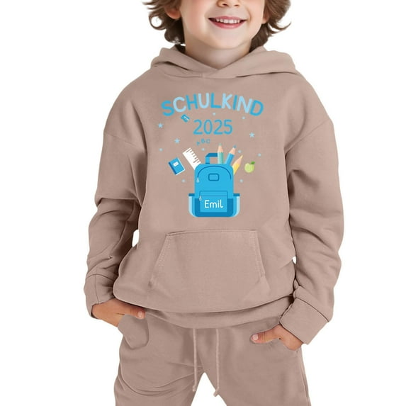 Glisme Boys Outfits Clothing Set Hooded Sweatshirt Set For Kids Stylish Comfy Apparel Khaki Boy Back To School Season Set Size 12-13 Years