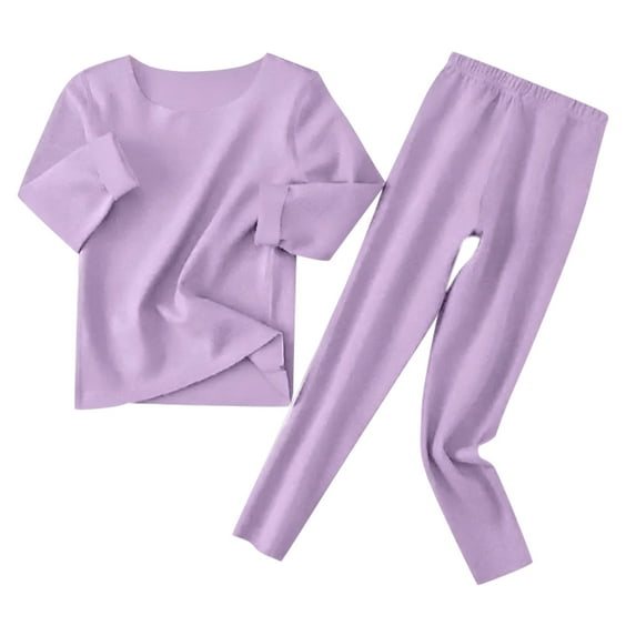 Glisme Boys Pajama Set 2 Pcs Long Sleeve Tops Blouse PjâS Solid Pants Trousers Sleepwear Pyjamas Outfits Set Purple Regular Fit Homewear Size 4-5 Years