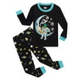 thumbnail image 1 of Glisme Boys Pajama Set 2 Pcs Pyjamas Solid Color Long Sleeved Round Neck Dinosaur Print Top And Pants Pyjamas Outfits Set Black Softness Loungewear Size 9-10 Years, 1 of 9