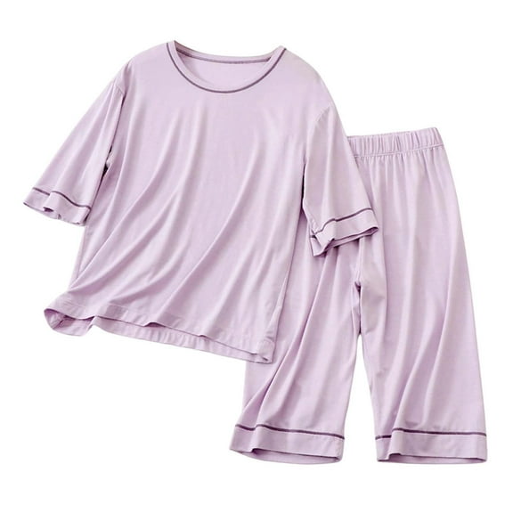 Glisme Boys Pajama Set 2 Pcs Sleepwear Pajama Set Summer Kids Cozy Short Sleeve Homewear Loungewear For Children Purple Softness Home Clothes Size 12-13 Years