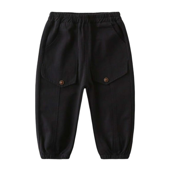 Glisme Boys Pants Casual Comfort Kids For School Everyday Wear Basic Solid Color Workwear Style Pants Black Athletic Fit Trousers Size 4-5 Years
