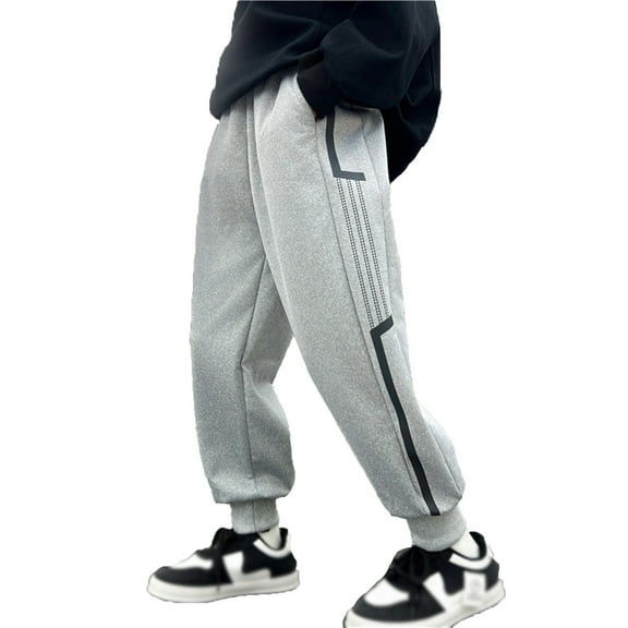 Glisme Boys Pants Kids Joggers Sweatpants For Boys Comfort Athletic Casual Pant Elastic Sporty Pants For Children Youth Grey Fashion Trousers Size 11-12 Years