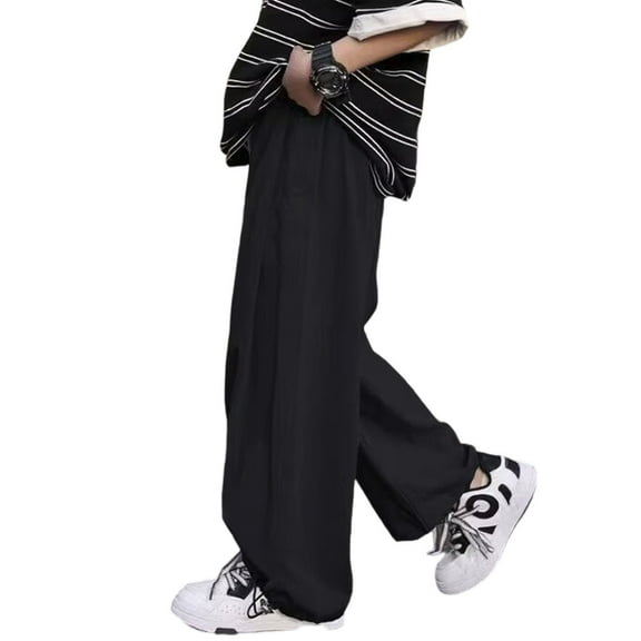 Glisme Boys Pants Loose Casual Pant For Kids Comfort Elastic Waist Black Athletic Fit Trousers Size 4-5 Years