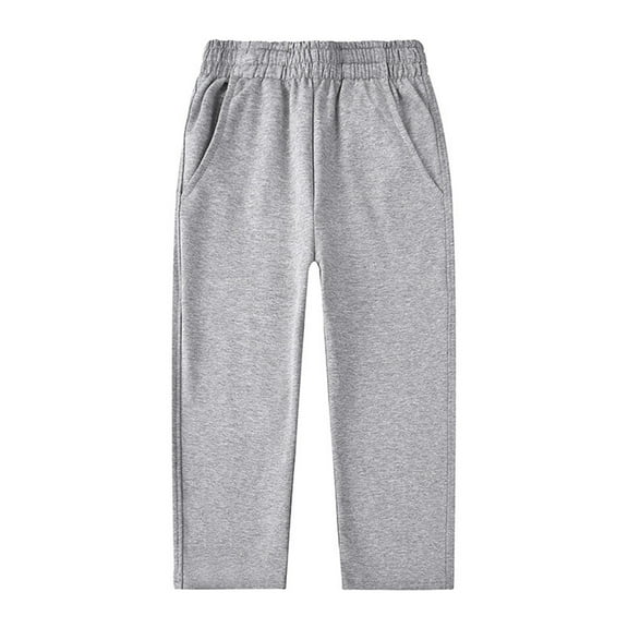 Glisme Boys Pants Straight Leg Pants Soft Comfortable Leggings Stretchy Sweatpants Jogger Pants Boys Adjustable Elastic Waist Joggers Size 7-8 Years, Grey