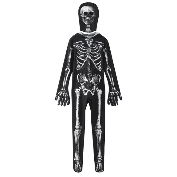 Glisme Boys Romper Kids Hallomas Halloween Skeleton Dress Up Child White Bones Stretch Jumpsuit Cute Playwear Black