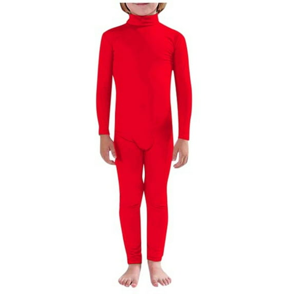 Glisme Boys Romper Unisex Solid Color Color Stage Performance Seamless Tight Bodysuit For Cosplay And Dance Cute Playwear Red
