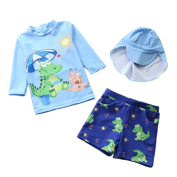 Glisme Boys Swim Set Upf 50+ Sun Long Sleeve Swim Shirt And Swim Trunks Two Piece Rash Guard Classic Playsuit Green 8-9 Years