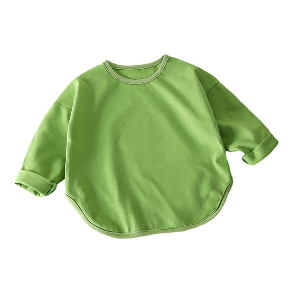 Glisme Boys T Shirt Long Sleeve Pullover With Hemline Autumn Kids Casual Shirt For Children Tee Comfortable Daily Wear Base Top Size 2-3 Years Green