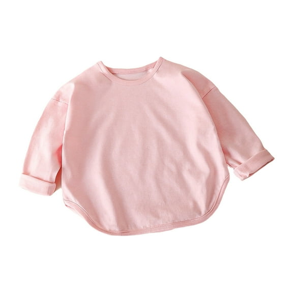 Glisme Boys T Shirt Long Sleeve Pullover With Hemline Autumn Kids Casual Shirt For Children Tee Comfortable Daily Wear Soft Top Size 6-12 Months Pink