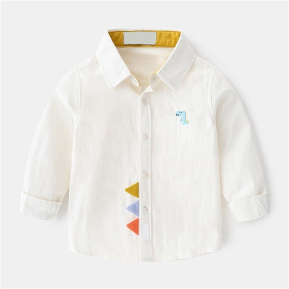 Glisme Boys T Shirt With Cartoon Prints Casual Long Sleeve T-Shirt For Kids And Youth Stylish Top Size 6-8 Years White