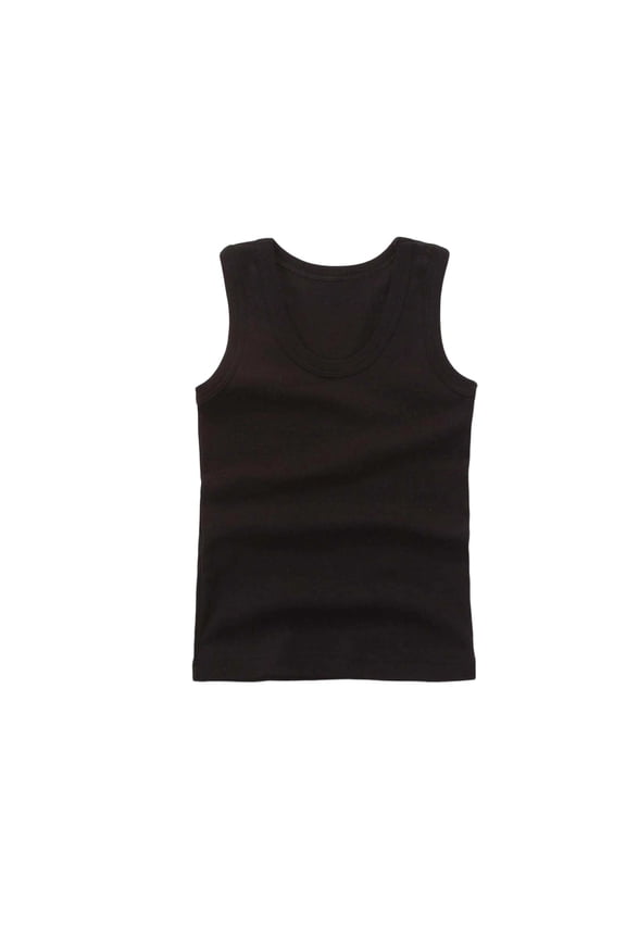 Boys Tank Top Undershirt Thin Layering Sleeveless Shirt For Toddlers Kids Children Summer Wear Black Tops Size 11-12 Years