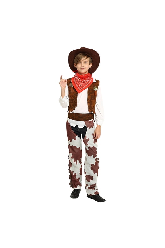 Boys Two Piece Set Size L Fancy Dress Up With Bandana Vest And Hat For Kids Coffee Boy Clothes Set