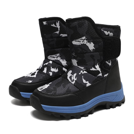 Glisme Boys Winter Boots Insulated Warm Thermal Ankle Boots With Sole For Outdoor Play And Cold Weather Activities Leisure Black Boots Size 6.5-7 Years