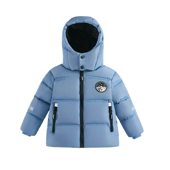 Glisme Boys Winter Down Jacket Stylish Thickened Warm Down Coat Light Blue Warm Outerwear Size 8-10 Years