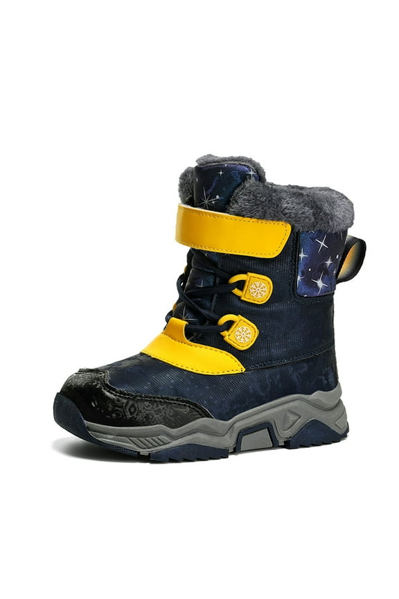 Boys Winter Snow Boots Solid Color Boots Boys And Girls Non Slip Warm Padded Thickened Boots Trend Yellow Boots Size 9-9.5 Years