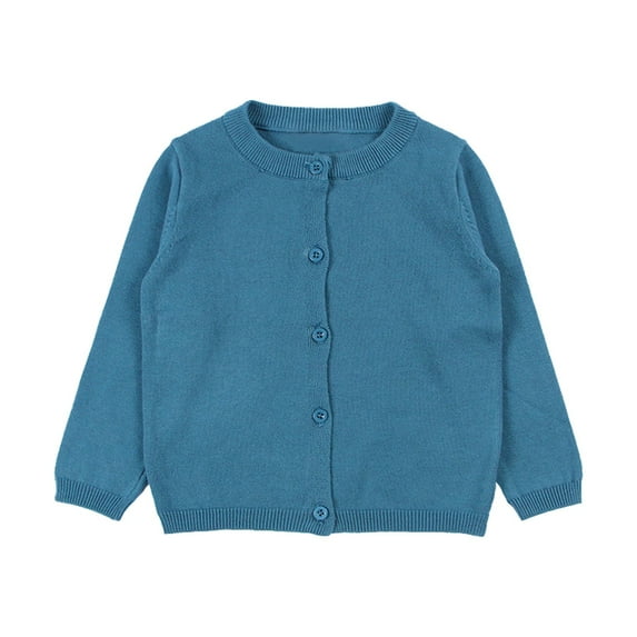 Glisme Cardigan Sweater For Girls Baby Kids Cardigan Long Sleeve Kid Button Sweaters Crew Neck Cardigans Sweaters Leisure Top Clothes Light Blue , 6Y