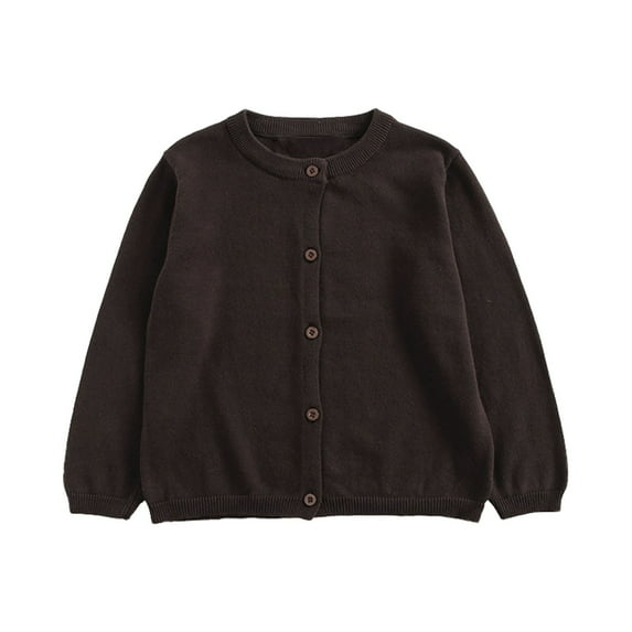 Glisme Cardigan Sweater For Girls Baby Kids Cardigan Long Sleeve Kid Button Sweaters Crew Neck Cardigans Sweaters Popular And Cool Top Clothes Coffee , 18M