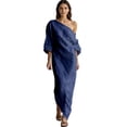 thumbnail image 1 of Glisme Casual Dresses For Women Plus Size Dress Elegant Off Shoulder Long Sleeve Midi Dress Summer Fashion High Waist Pullover Tunic Dress Blue Sundress Anniversary Dresses, 1 of 5