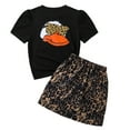 thumbnail image 1 of Glisme Casual Girls Clothing Set Cartoon Short Sleeve T Shirt Leopard Print Skirt Two Piece Set Size 10-11 Years Black Outfits Set For Girl, 1 of 9