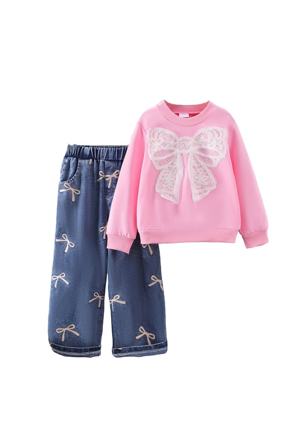 Casual Girls Clothing Set Long Sleeve Hoodie And Jogger Soft Casual Two Piece Outfit For Fall Season Size 2-3 Years Pink Outfits Set For Girl