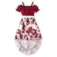 thumbnail image 1 of Glisme Casual Girls Clothing Set One Shoulder Short Sleeved Tops Pleated Long Skirt Summer Outfit Size 5-6 Years Wine Outfits Set For Girl, 1 of 3