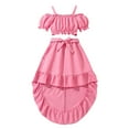 thumbnail image 1 of Glisme Casual Girls Clothing Set One Shoulder Short Sleeved Tops Pleated Long Skirt Summer Outfit Size 6-7 Years Pink Outfits Set For Girl, 1 of 9