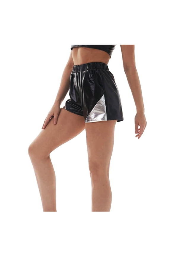 Casual Shorts For Women Fashion Patchwork Casual Loose Pocket Elastic Waist Shorts Black Trousers Flexible Fit