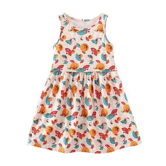 Palaka Pattern Line Glisme Child Girl'S Dress Round Neck A Line Dress Sleeveless Cartoon ...