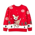 thumbnail image 1 of Glisme Christmas Knit Sweater For Girls Deer Long Sleeve Thermal Knitted Pullover Sweaters Lightweight Top Clothes Red , 4-5 Years, 1 of 3