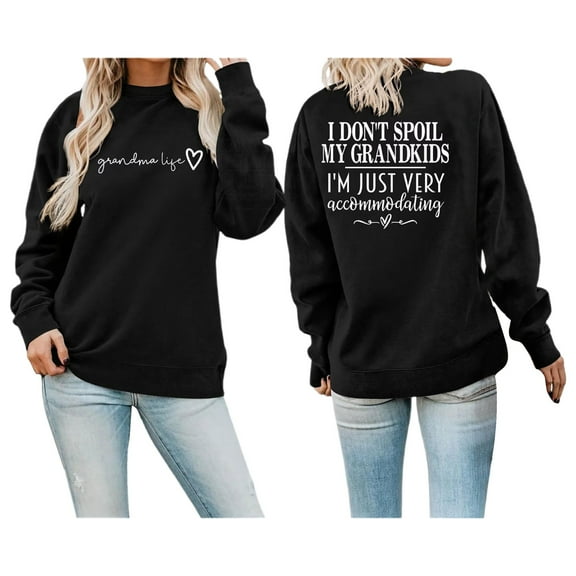 Glisme Christmas Sweatshirt For Women Winter Fashion Sweatshirt Festive Christmas Print Round Neck Versatile Top Daily Wear Black
