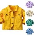thumbnail image 1 of Glisme Coats For Girl Long Sleeve Windproof Solid Color Denim Jacket Kids Warm Outerwear Jacket Little Girls Wear 5-6 Years Yellow, 1 of 4