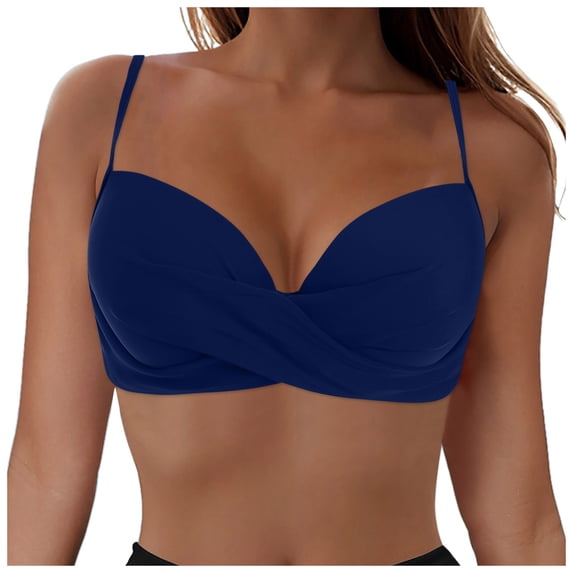 Glisme Dark Blue Bikini Top For Women Underwire Bikini Top Push Up Swimsuit Top Bra Padded Bathing Suit Summer Swimwear For Swimming Lessons