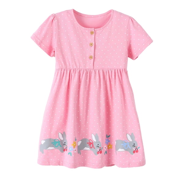 Glisme Dress For Girls Sleeveless Crewneck Dresses Cartoon Graphic Cute Toddler Daily Wear 2-3 Years Red
