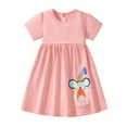 thumbnail image 1 of Glisme Fashion Girls Dresses Size 1-2 Y Toddler Short Sleeve Easter Dress Cotton Casual Jerey Shirt Playwear Applique Dress Pink Sundress For Girl, 1 of 9