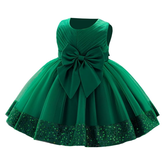 Glisme Fashion Girls Dresses Size 2-3 Y Formal Dress Gown With Sequins And Lace Trim For Pageants Parties Dark Green Sundress For Girl